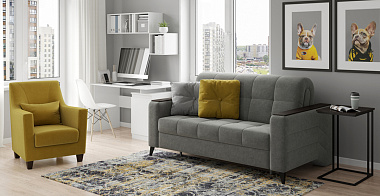 Серый диван в интерьере